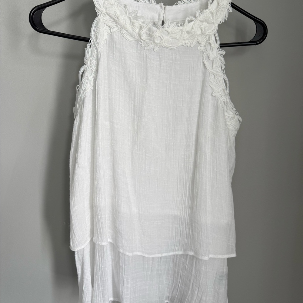 A. Byer White Ruffled Tiered Tank Top